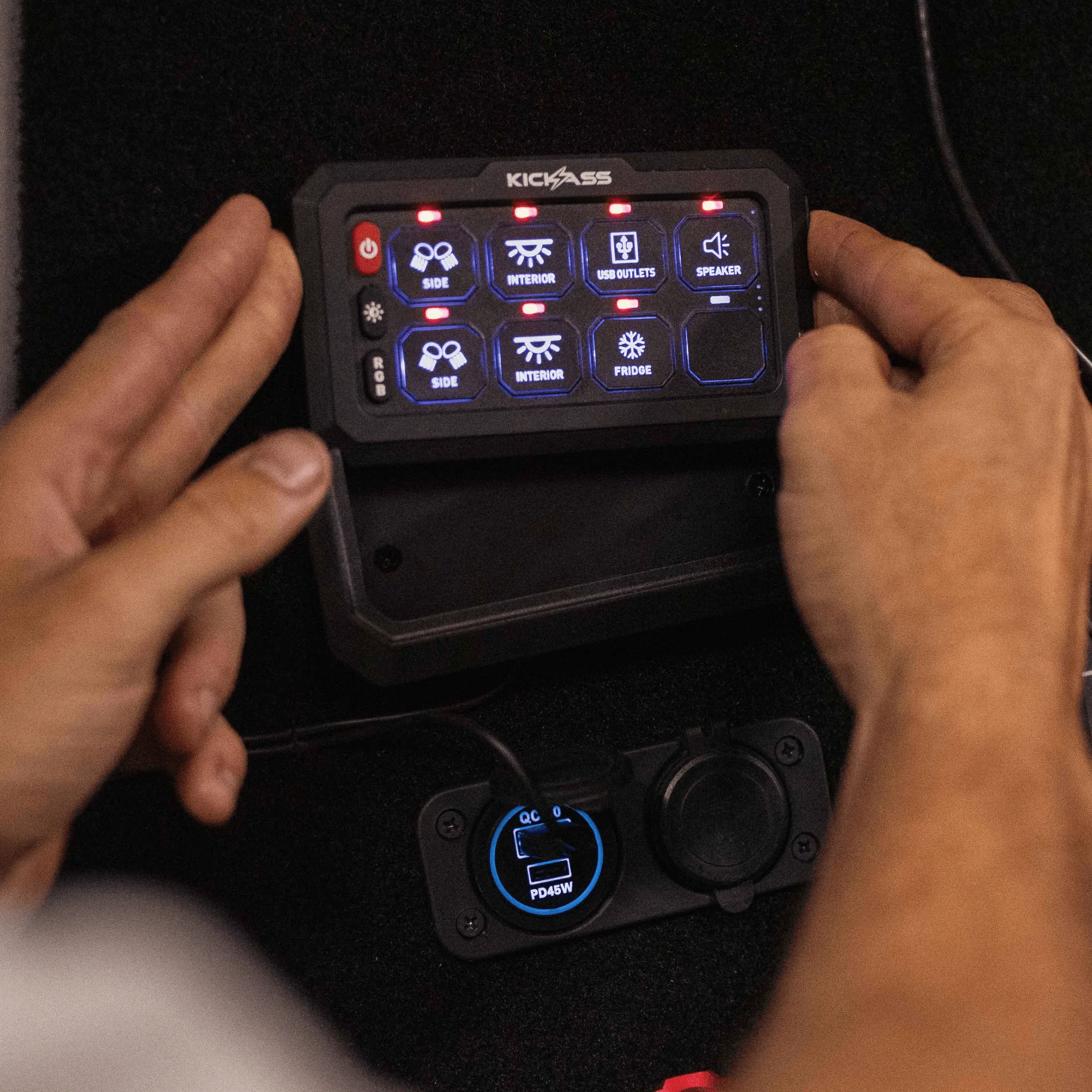 KickAss 12V/24V 8 Gang Wireless Switch Panel with Magnetic Charging Cradle - MKII - Image 3